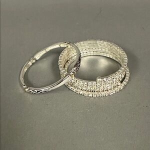 Bundle of Two Silver & Rhinestone Stretch Bracelets